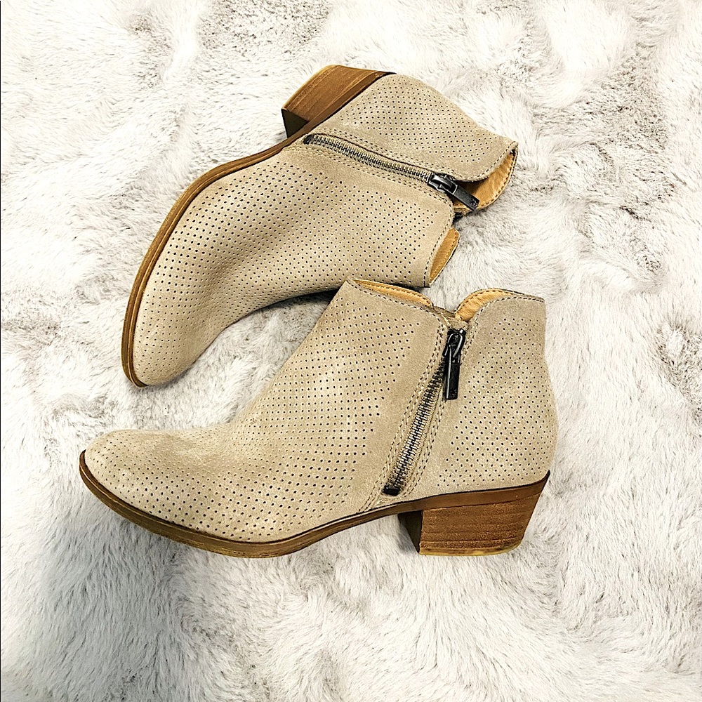Lucky Brand perforated double zip bootie
